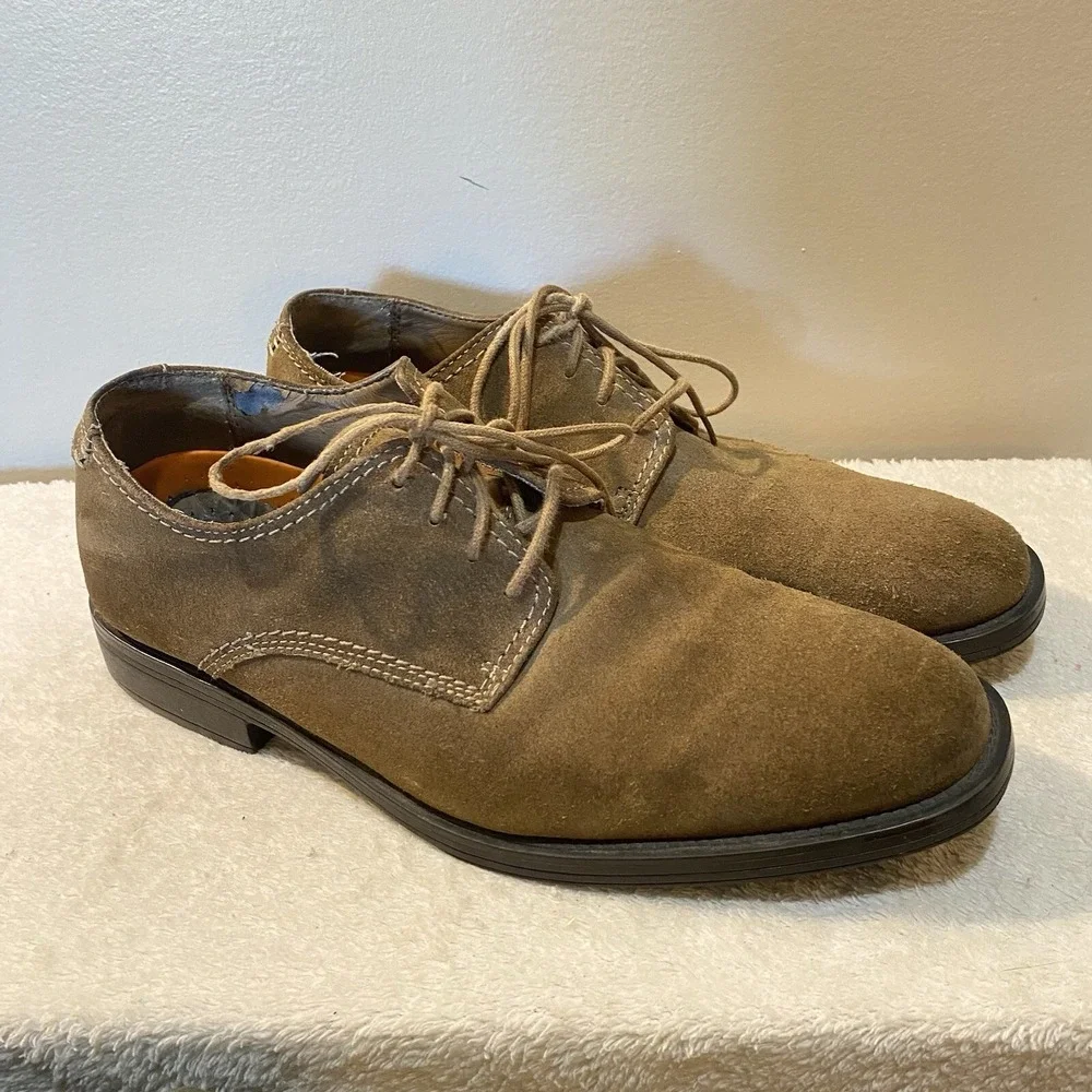 Hush Puppies Shoes Detroit Plain Toe Oxford Brown Suede, Size 11.5 M HPO Flex